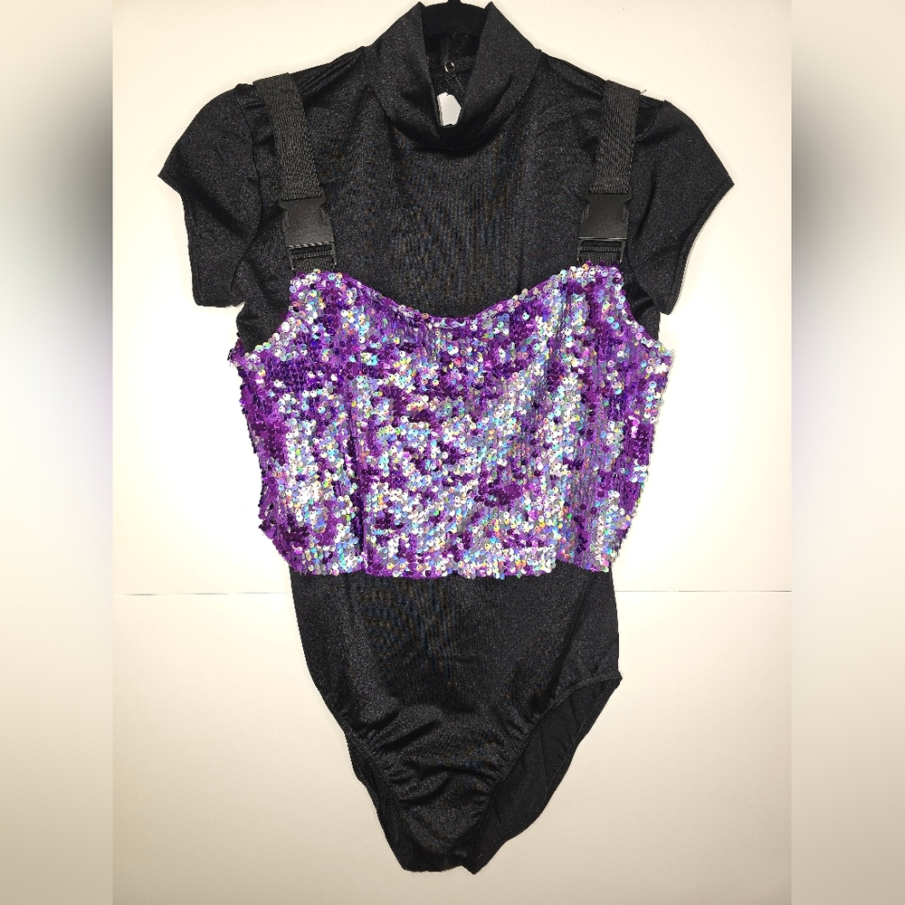 Black and Purple Sequin Hip-Hop Costume